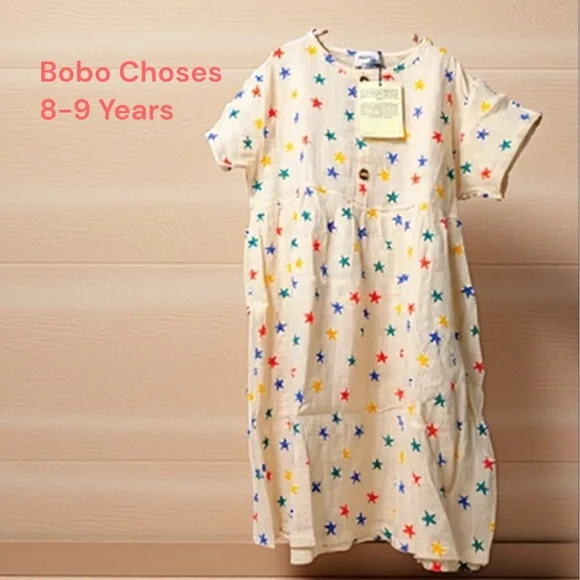 Bobo Choses Stars All Over 100% Organic Cotton Dress Age 8-9 - Picture 1 of 7